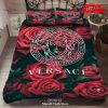 Versace Golden Logo And Belt Knitting Brand Bedding Set King Size