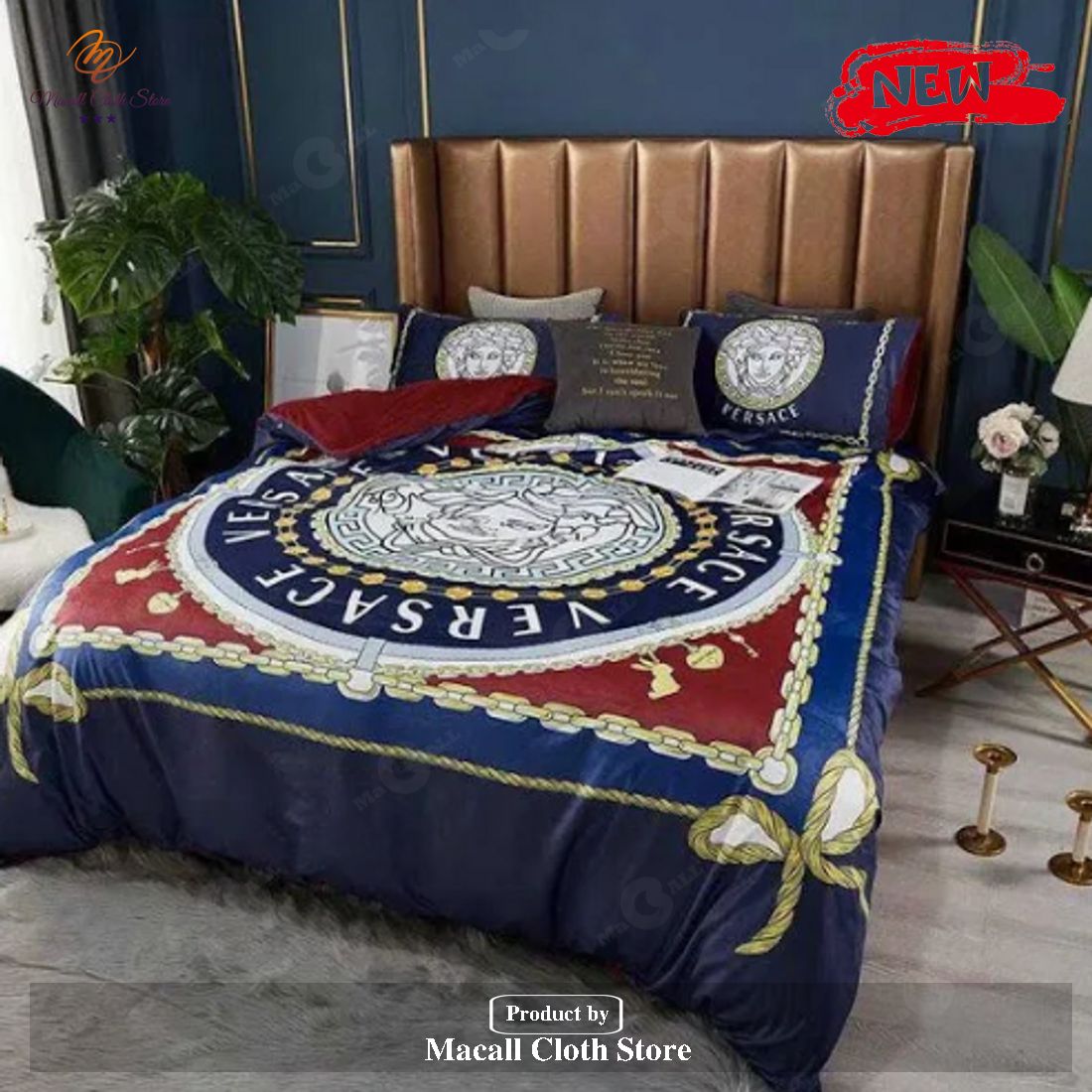 Versace Mixing Color With Chains And Ribbons Brand Bedding Set Queen Versace Mixing Color With Chains And Ribbons Brand Bedding Set Queen