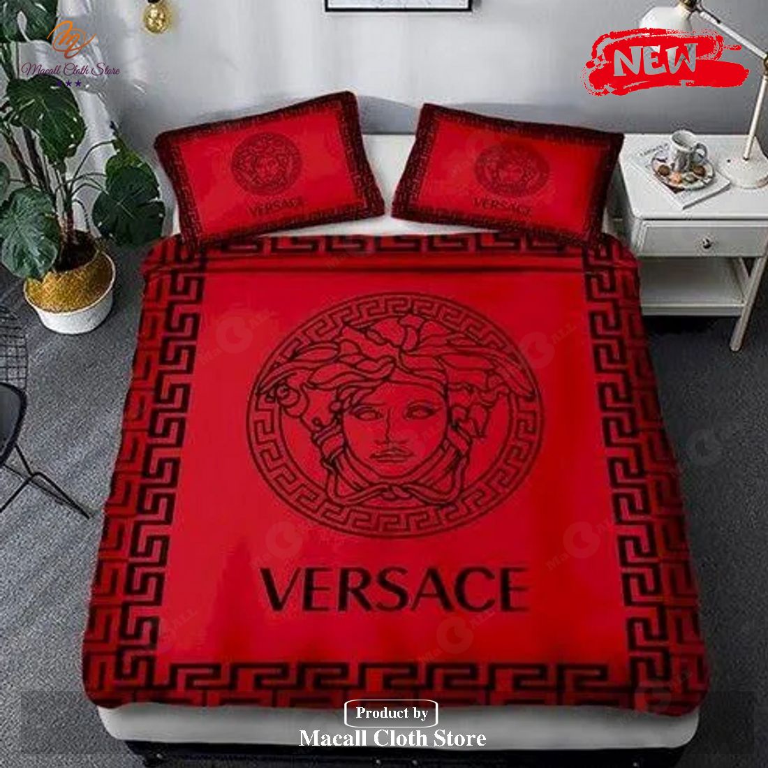 Versace Red Background Most Comfortable Brand Bedding Set Versace Red Background Most Comfortable Brand Bedding Set