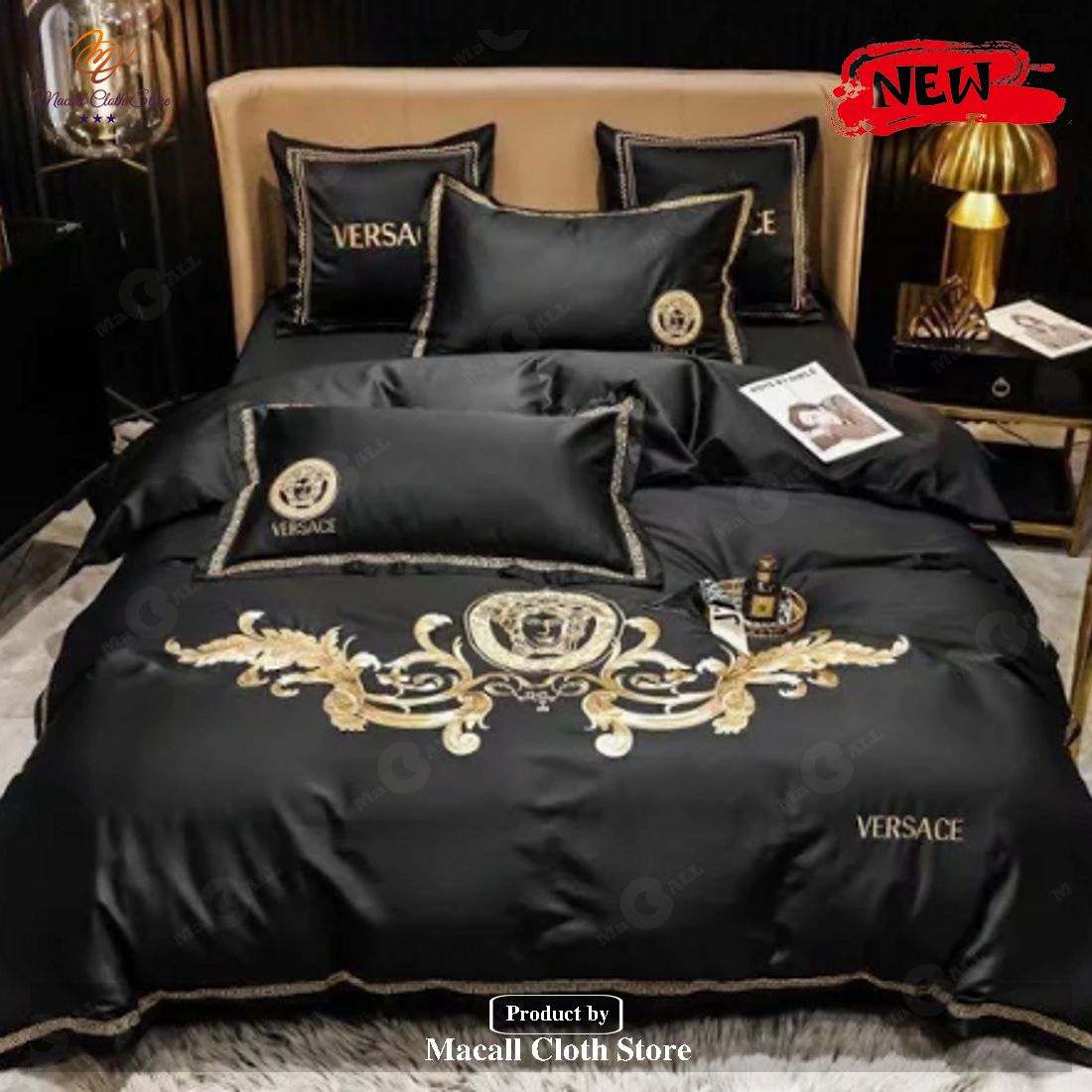 Versace Royal Black And Gold Brand Bedding Set King Size Versace Royal Black And Gold Brand Bedding Set King Size