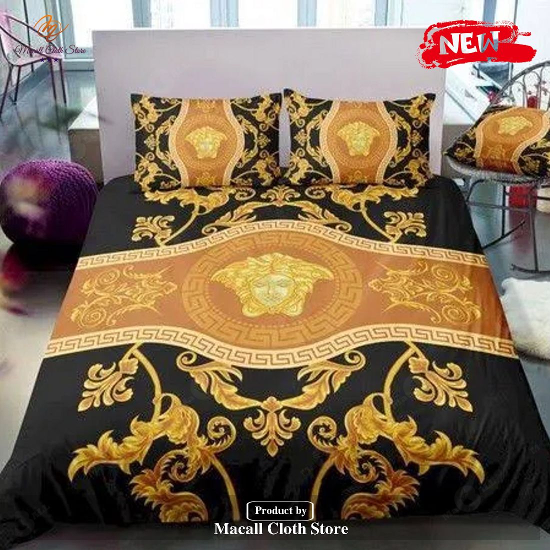Versace Royal Golden Logo Most Comfortable Brand Bedding Set Versace Royal Golden Logo Most Comfortable Brand Bedding Set