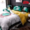 Versace Trendy Sand And Cobalt Blue Brand Bedding Set Queen