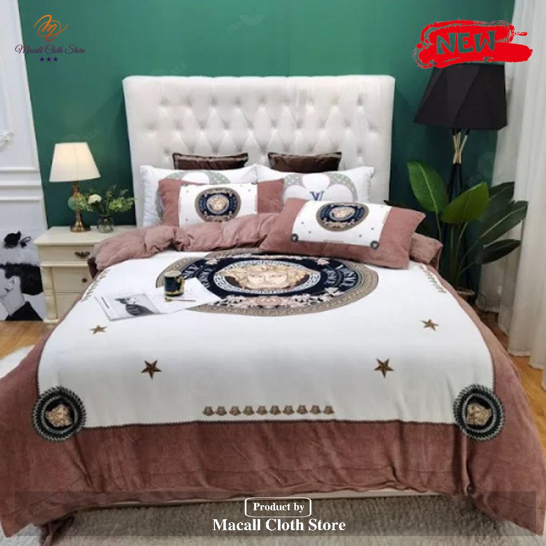 Versace White And Brown Frame Brand Bedding Set King Size Versace White And Brown Frame Brand Bedding Set King Size