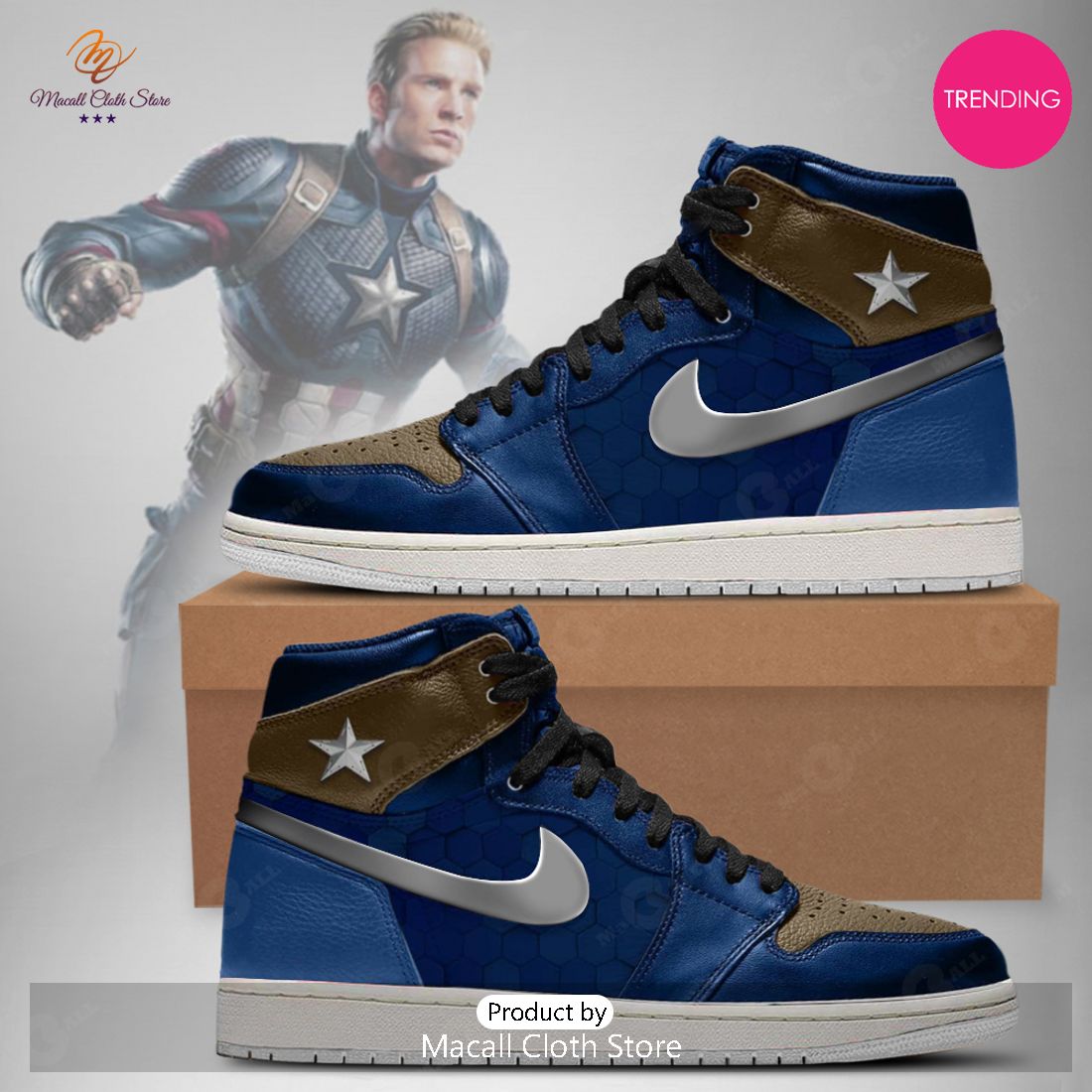 [TRENDING EDITION] 2023 Marvel Avengers Captain America Air Jordan High Top Sneaker