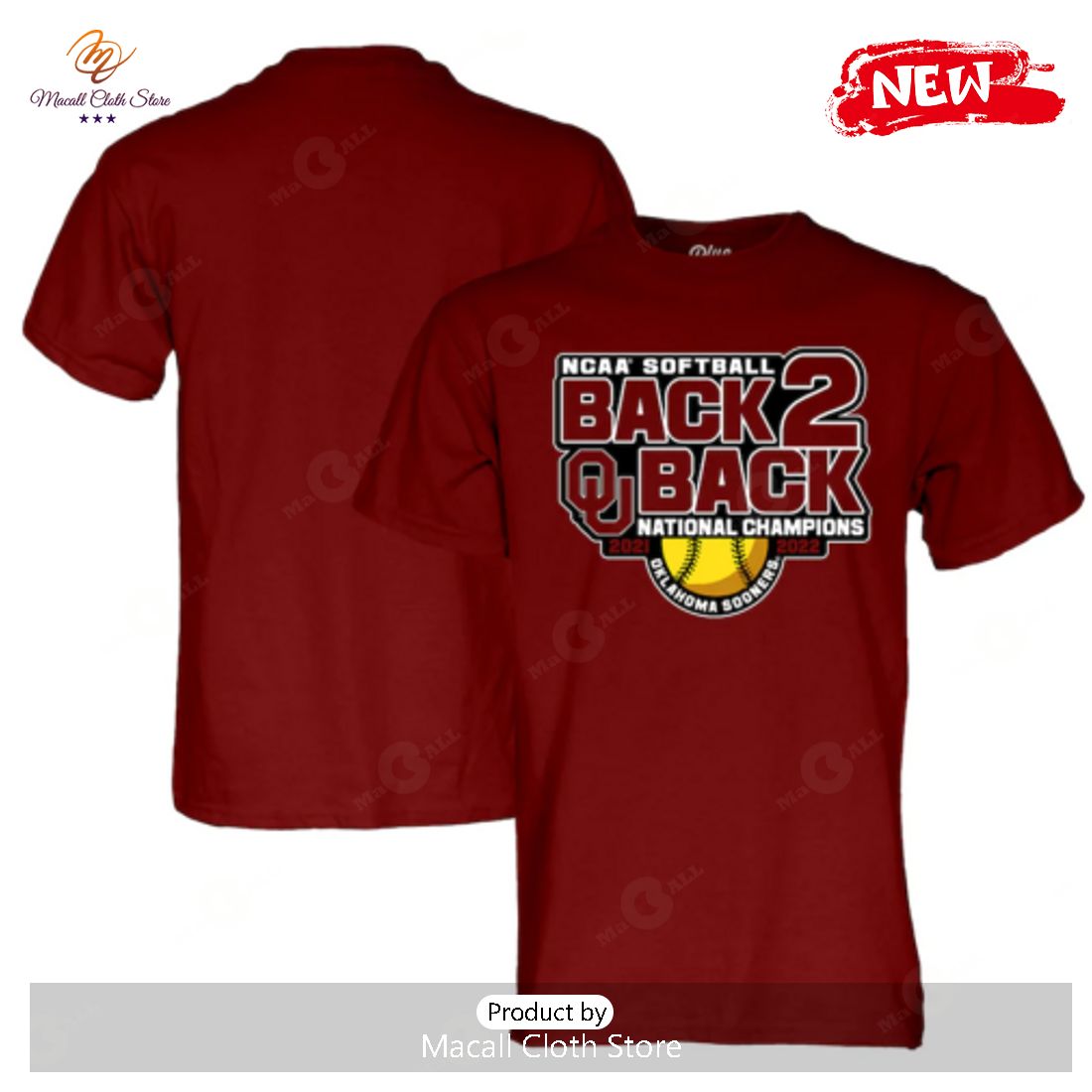 Oklahoma Sooners NCAA National Champions Back 2 Back Red T-Shirt 3D Oklahoma Sooners NCAA National Champions Back 2 Back Red T-Shirt 3D