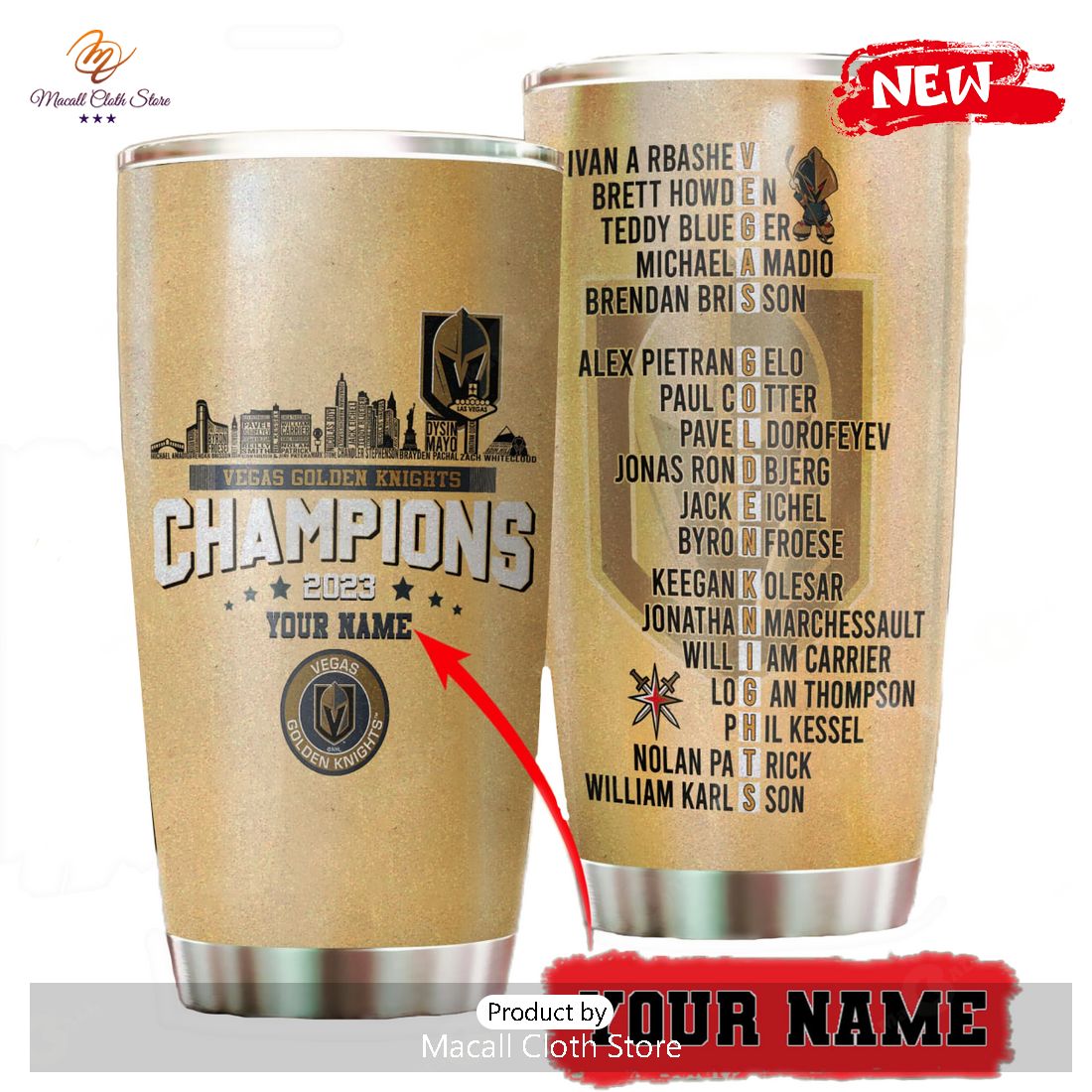 Personalized Name Vegas Golden Knights Stanley Cup Champions 2023 Tumbler Personalized Name Vegas Golden Knights Stanley Cup Champions 2023 Tumbler