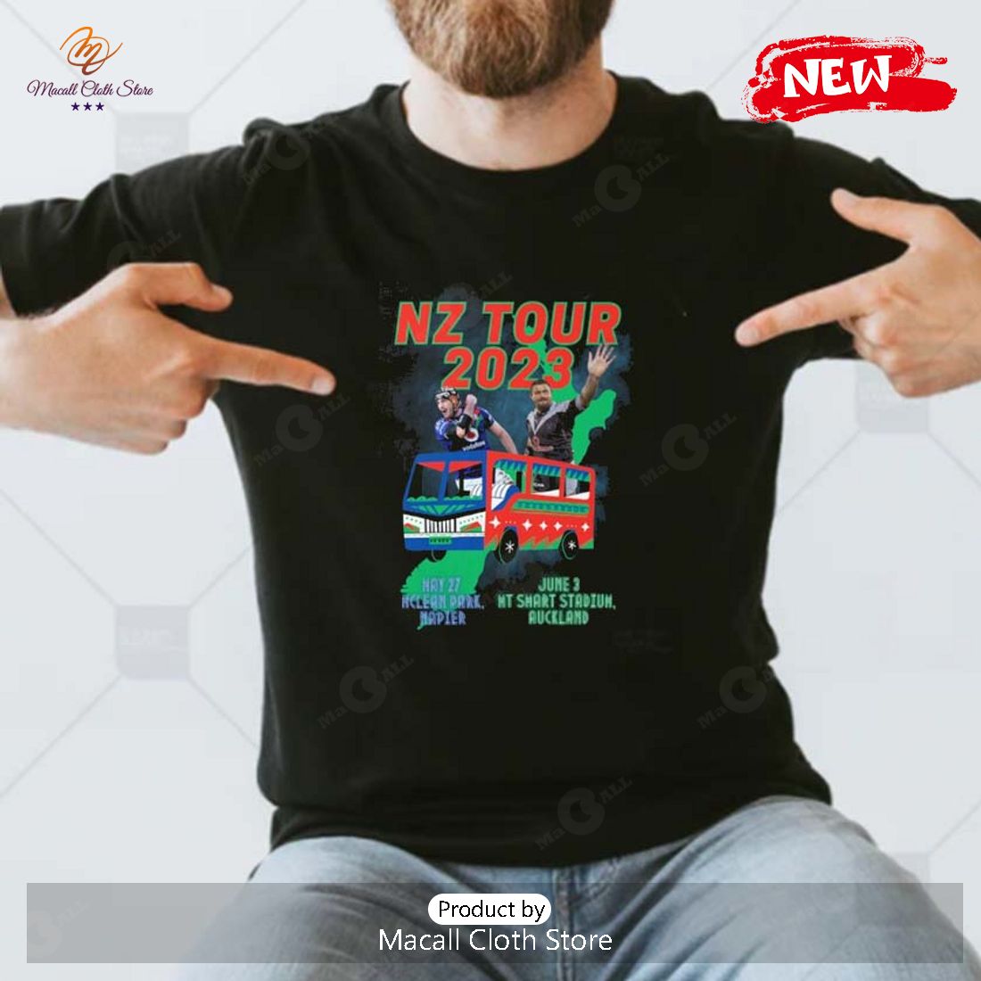 New Zealand Warriors Nz Tour 2023 Mclean Park Mt Smart Stadium T-Shirt New Zealand Warriors Nz Tour 2023 Mclean Park Mt Smart Stadium T-Shirt
