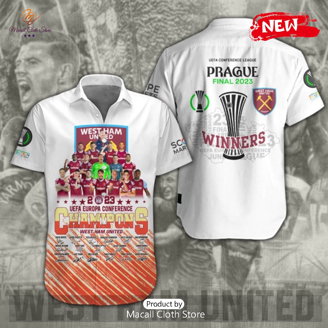 2023 Champions West Ham United Prague Final Winners Signatures Hawaiian Shirt 2023 Champions West Ham United Prague Final Winners Signatures Hawaiian Shirt