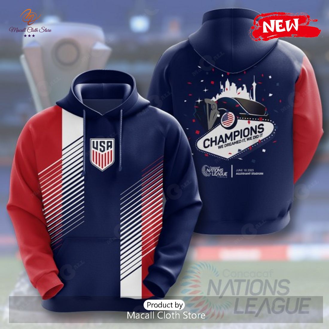 United States Men's National Soccer Champions We Did It Gradient Navy Hoodie Sweatshirt 3D United States Men's National Soccer Champions We Did It Gradient Navy Hoodie Sweatshirt 3D