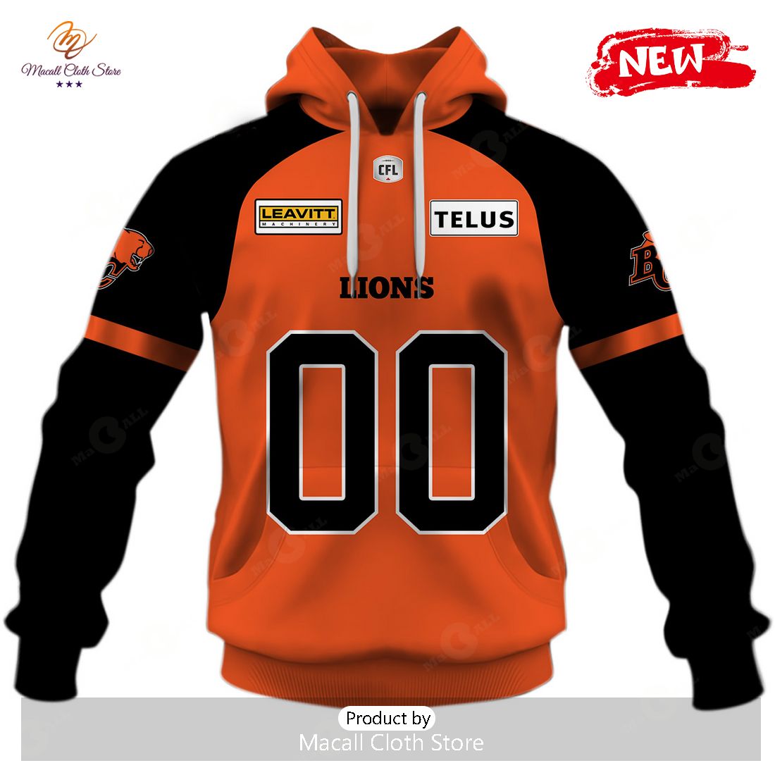 Personalized CFL BC Lions Jersey 2023 Design Hoodie Sweatshirt 3D