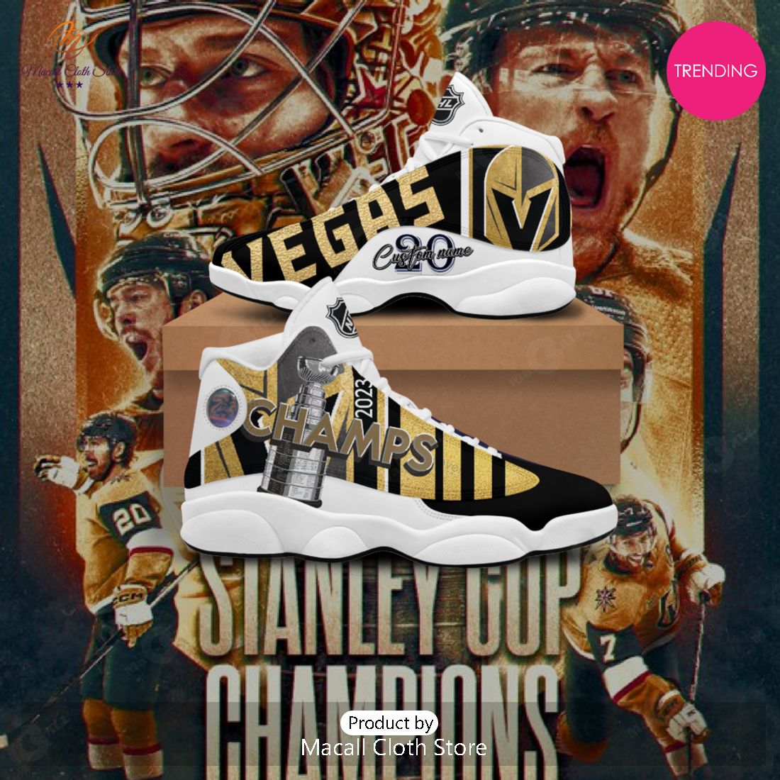 [TRENDING EDITION] Personalized Name Vegas Golden Stanley Cup Champions Air Jordan High Top Sneaker