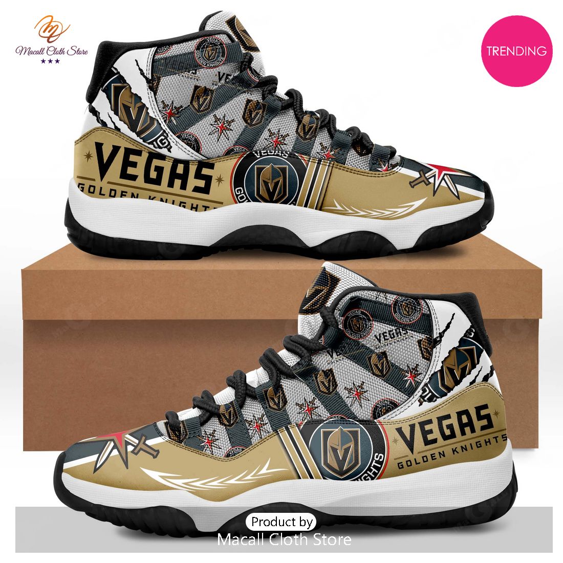 [TRENDING EDITION] Vegas Golden Knights Gold Luxury Premium Air Jordan High Top Sneaker