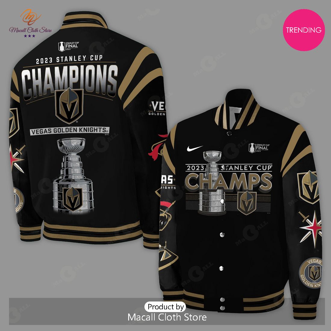 Stanley Cup Champions 2023 Vegas Golden Knights Nike Black Bomber Jacket