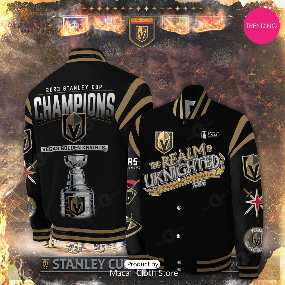 Vegas Golden Knights The Realm Is Uknighted 2023 Champions Bomber Jacket