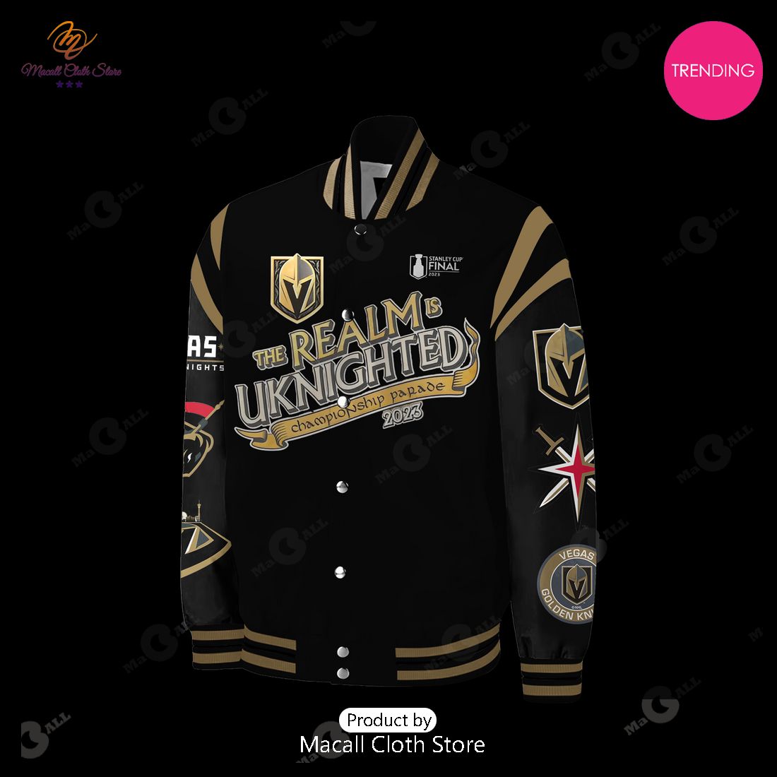 Vegas Golden Knights The Realm Is Uknighted 2023 Champions Bomber Jacket Vegas Golden Knights The Realm Is Uknighted 2023 Champions Bomber Jacket