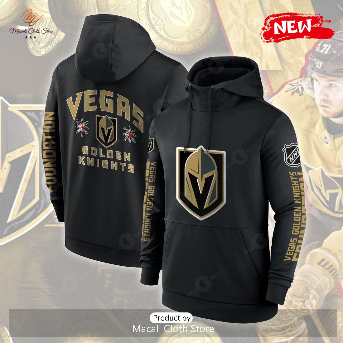 NHL Vegas Golden Knights Premium Champions 2023 Black Hoodie Sweatshirt 3D NHL Vegas Golden Knights Premium Champions 2023 Black Hoodie Sweatshirt 3D