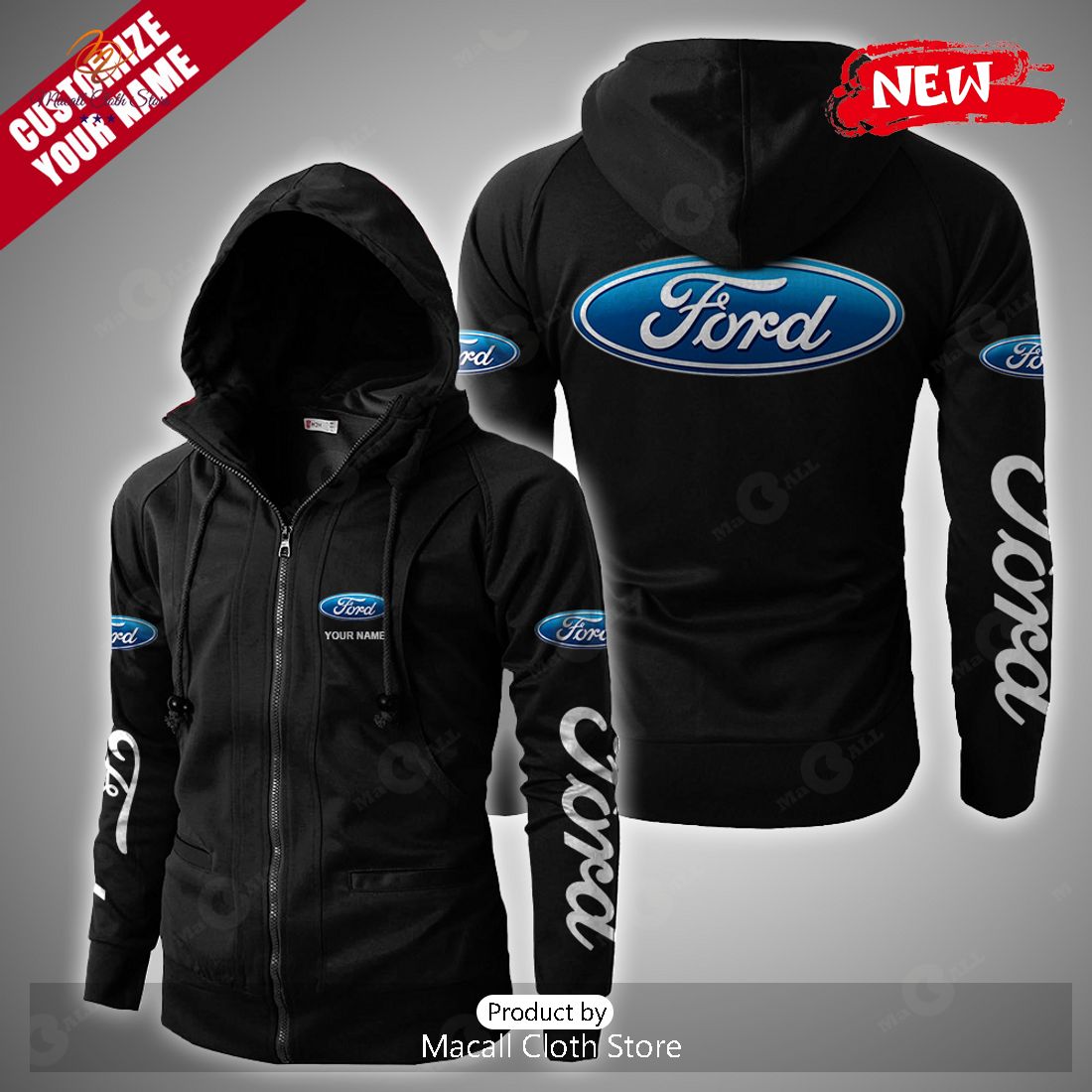 Personalized Premium Ford Branch Black Hoodie Sweatshirt 3D Personalized Premium Ford Branch Black Hoodie Sweatshirt 3D