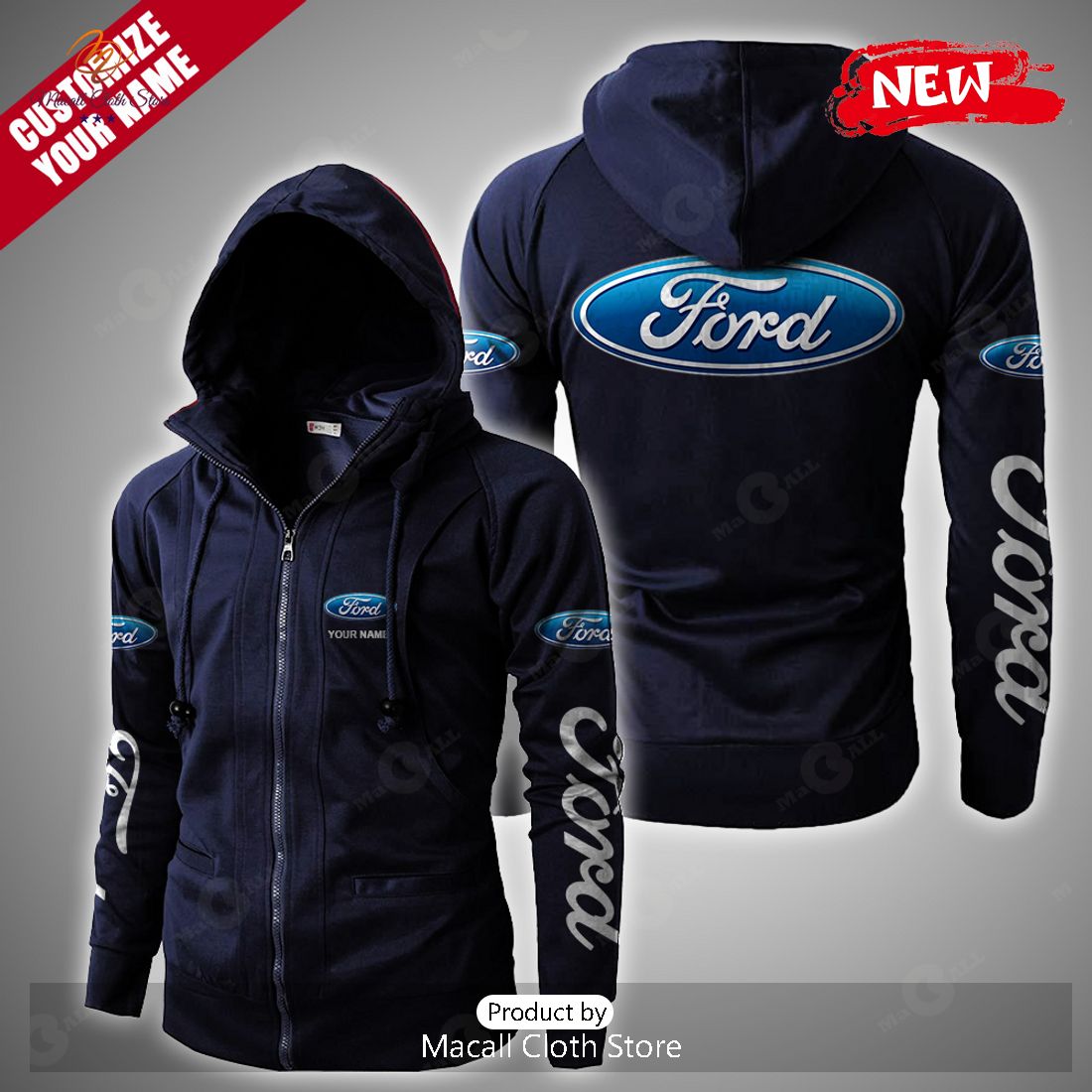 Personalized Premium Ford Branch Navy Hoodie Sweatshirt 3D Personalized Premium Ford Branch Navy Hoodie Sweatshirt 3D