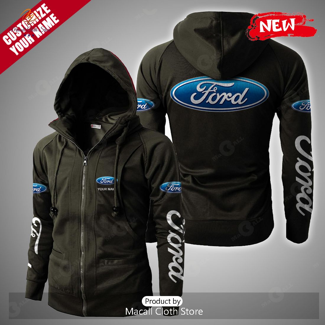 Personalized Premium Ford Branch Olive Hoodie Sweatshirt 3D Personalized Premium Ford Branch Olive Hoodie Sweatshirt 3D
