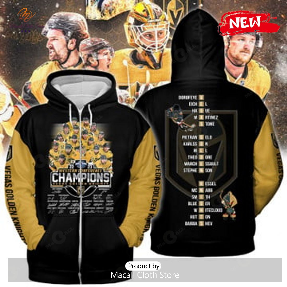 Vegas Golden Knights 2023 Champs Western Conference Black Yellow Hoodie Sweatshirt 3D Vegas Golden Knights 2023 Champs Western Conference Black Yellow Hoodie Sweatshirt 3D