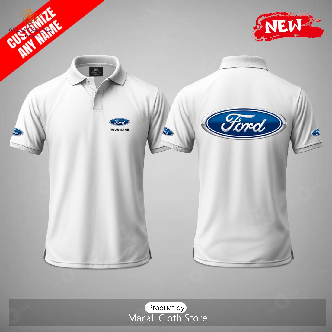 Personalized Name Ford Branch Premium White 3D Apparels Polo Shirt Personalized Name Ford Branch Premium White 3D Apparels Polo Shirt