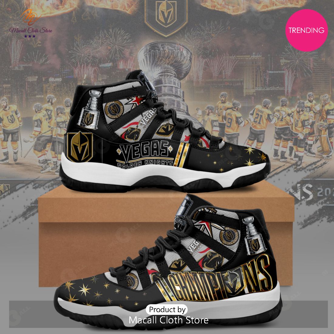 Men’s Vegas Golden Knights 2023 Stanley Cup Champions Luxury Sports Air Jordan Retro 11