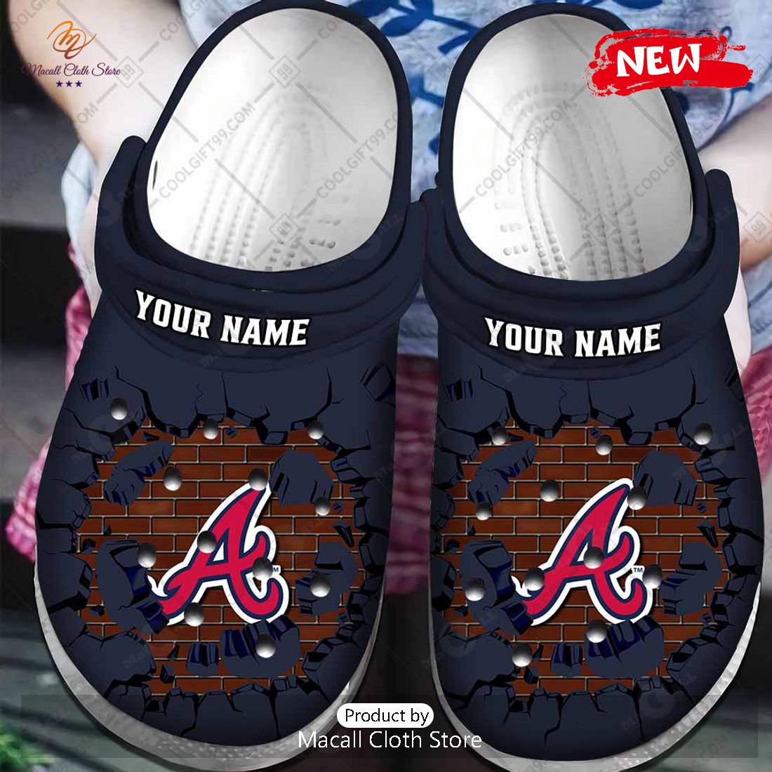 [NEW] Personalized MLB Atlanta Braves Broken Wall Crocs Clog Shoes