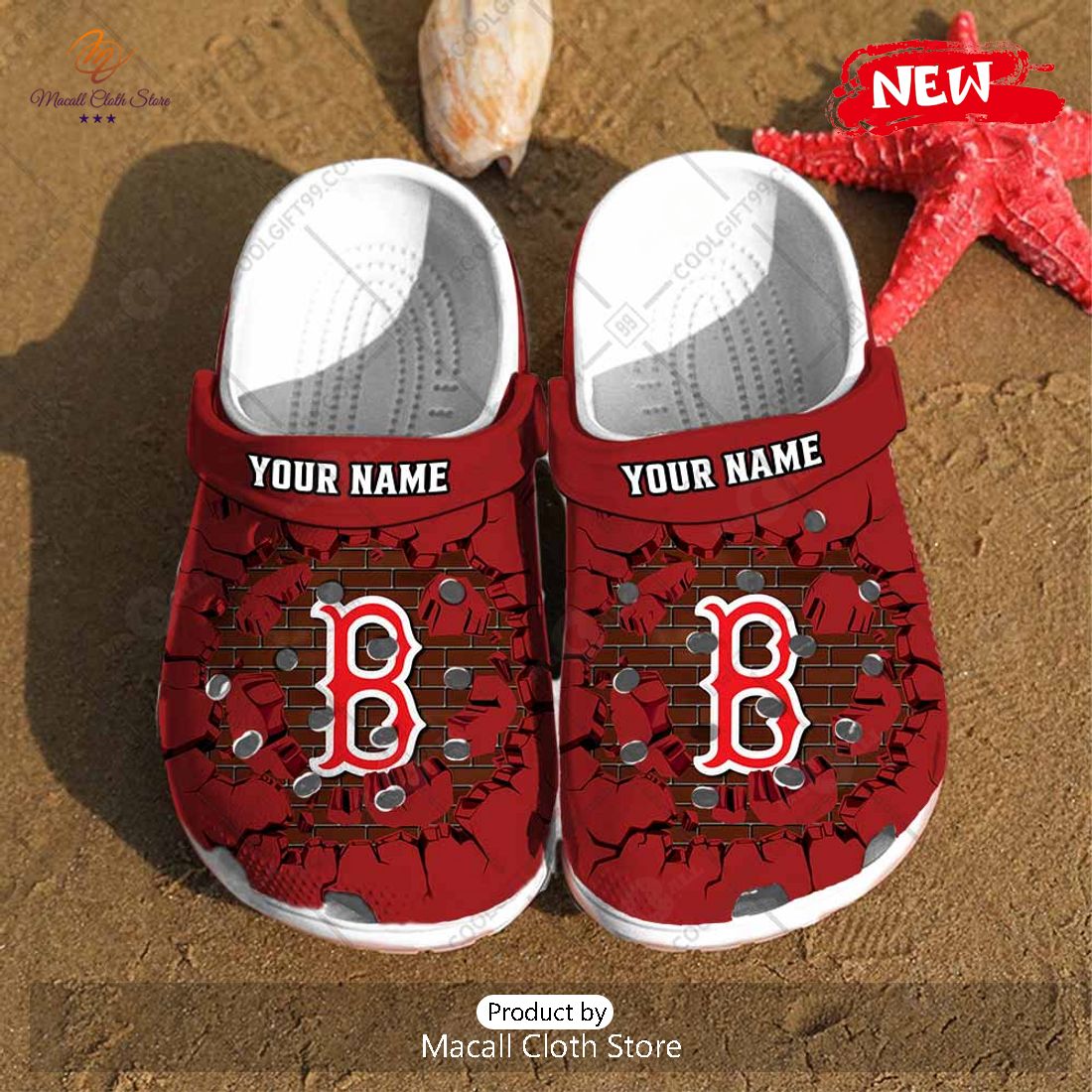[NEW] Personalized MLB Boston Red Sox Broken Wall Crocs Clog Shoes