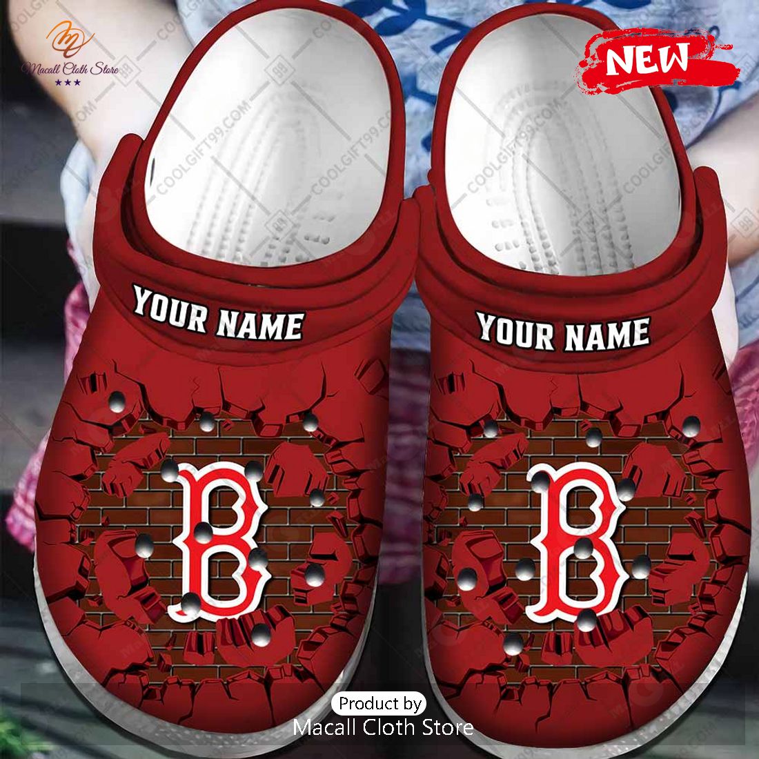 [NEW] Personalized MLB Boston Red Sox Broken Wall Crocs Clog Shoes