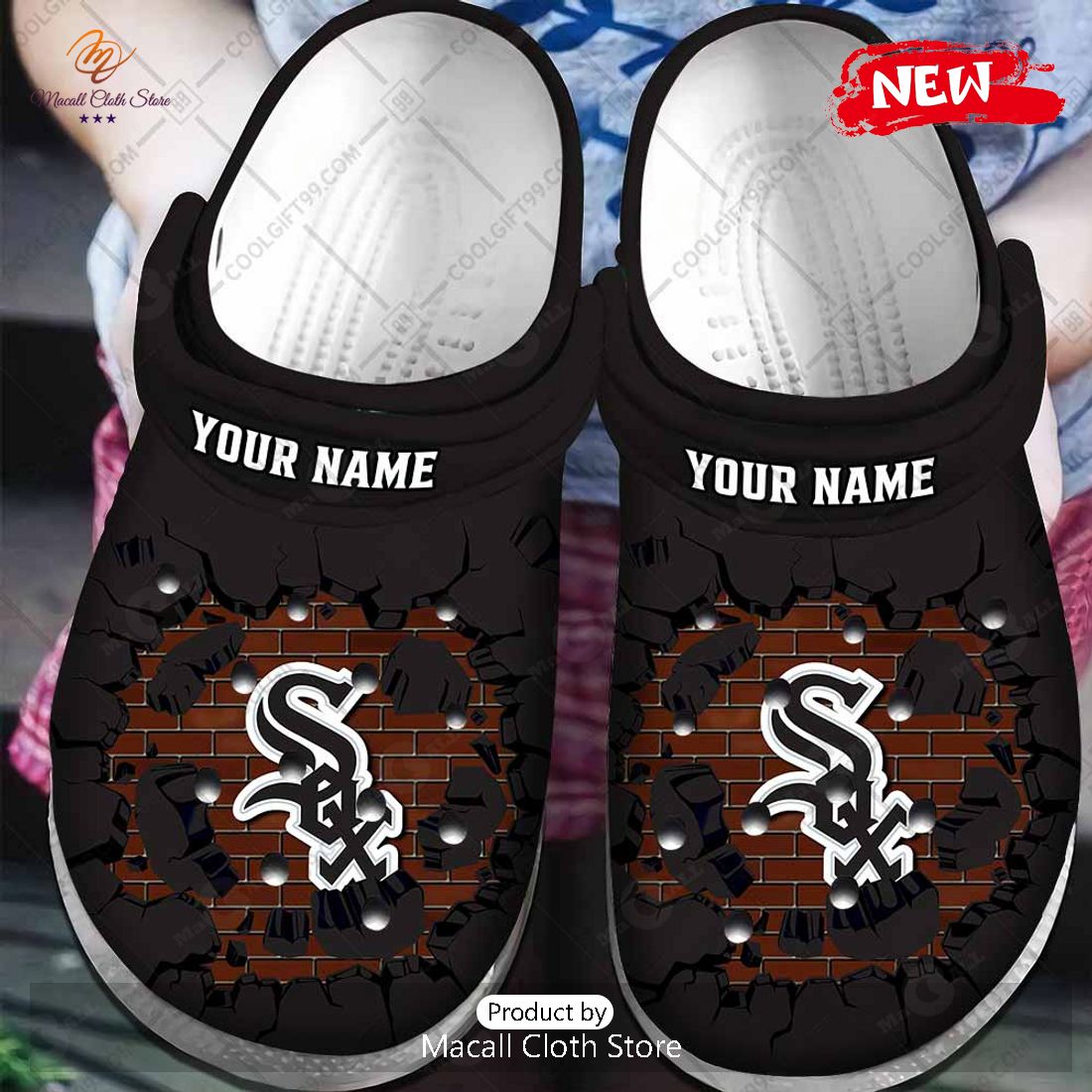 [NEW] Personalized MLB Chicago White Sox Broken Wall Crocs Clog Shoes