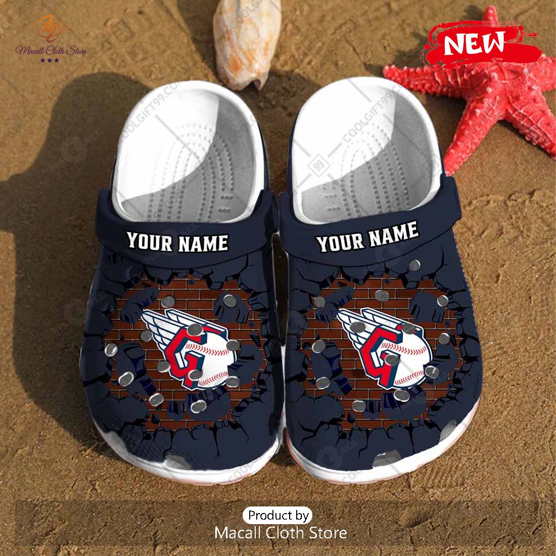 [NEW] Personalized MLB Cleveland Guardians Broken Wall Crocs Clog Shoes