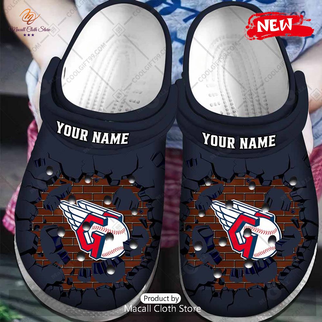 [NEW] Personalized MLB Cleveland Guardians Broken Wall Crocs Clog Shoes