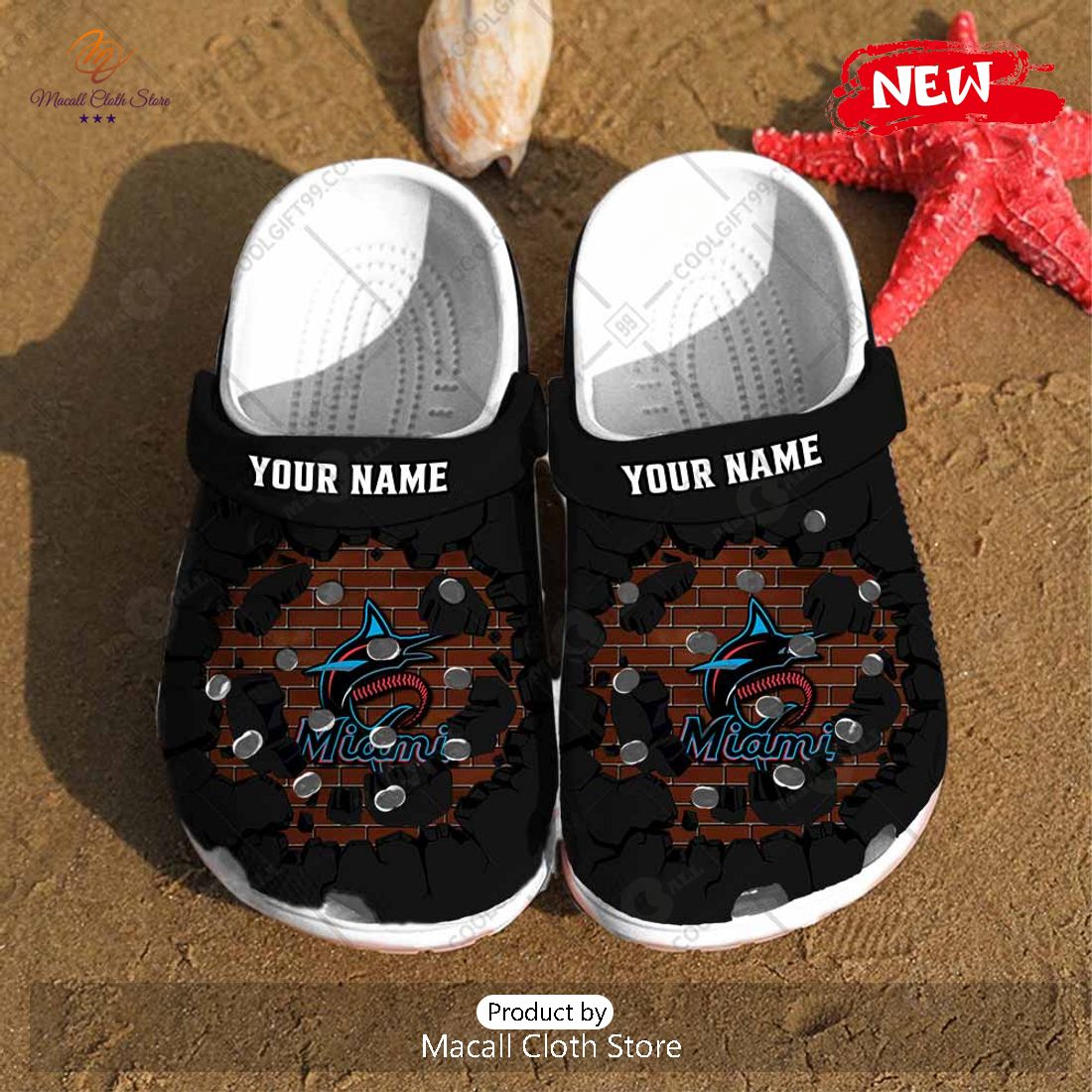 [NEW] Personalized MLB Miami Marlins Broken Wall Crocs Clog Shoes
