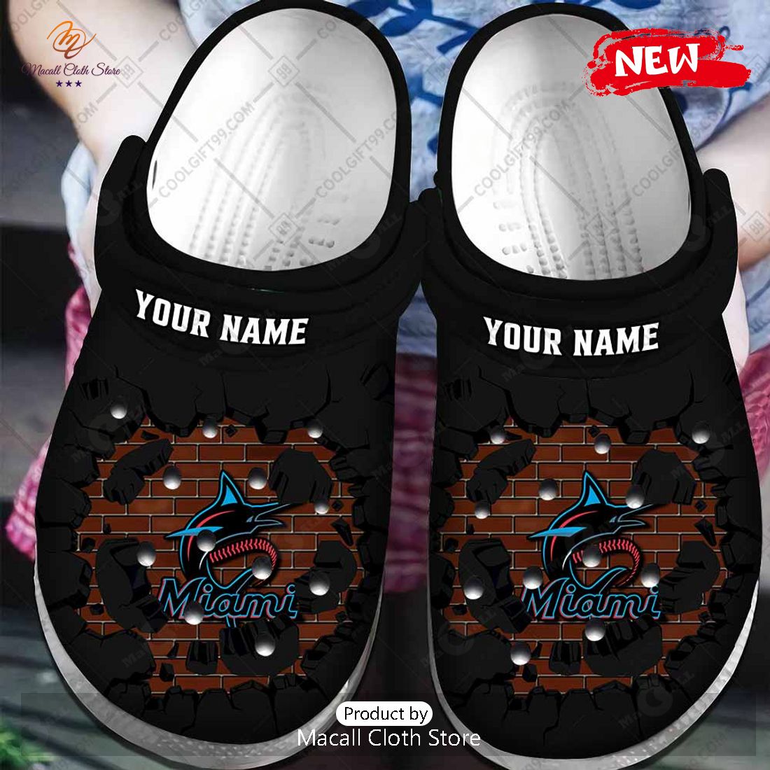 [NEW] Personalized MLB Miami Marlins Broken Wall Crocs Clog Shoes
