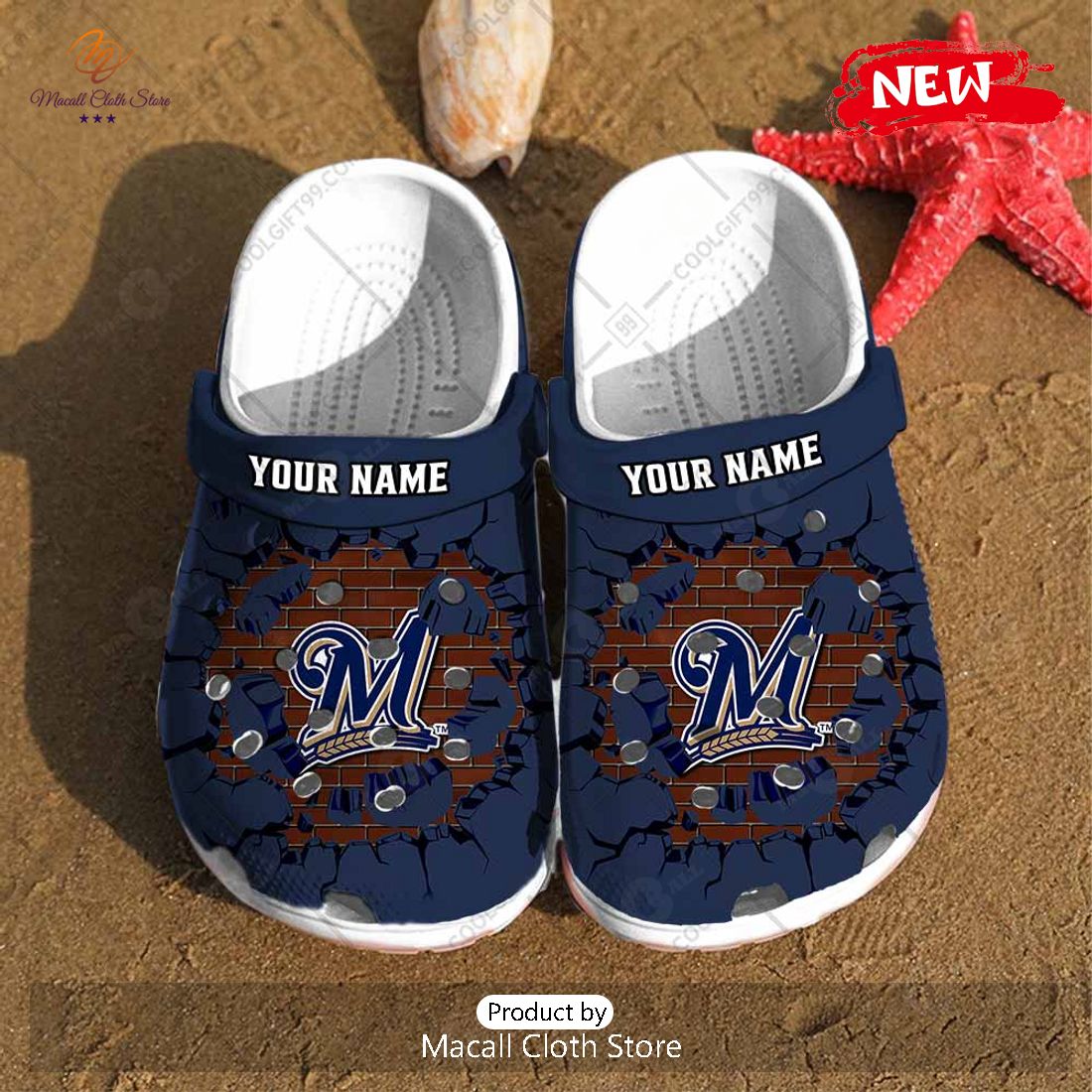 [NEW] Personalized MLB Milwaukee Brewers Broken Wall Crocs Clog Shoes
