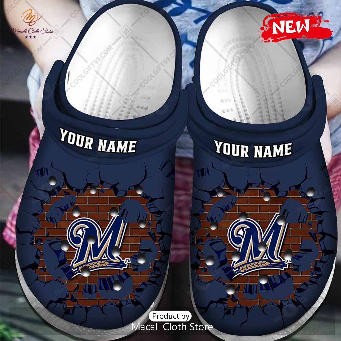 [NEW] Personalized MLB Milwaukee Brewers Broken Wall Crocs Clog Shoes