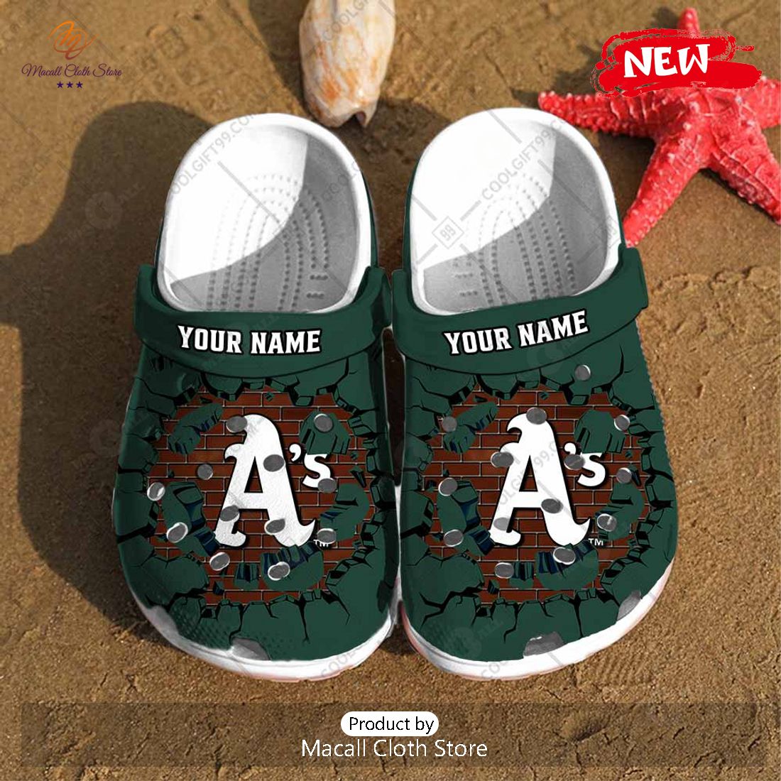 [NEW] Personalized MLB Oakland Athletics Broken Wall Crocs Clog Shoes
