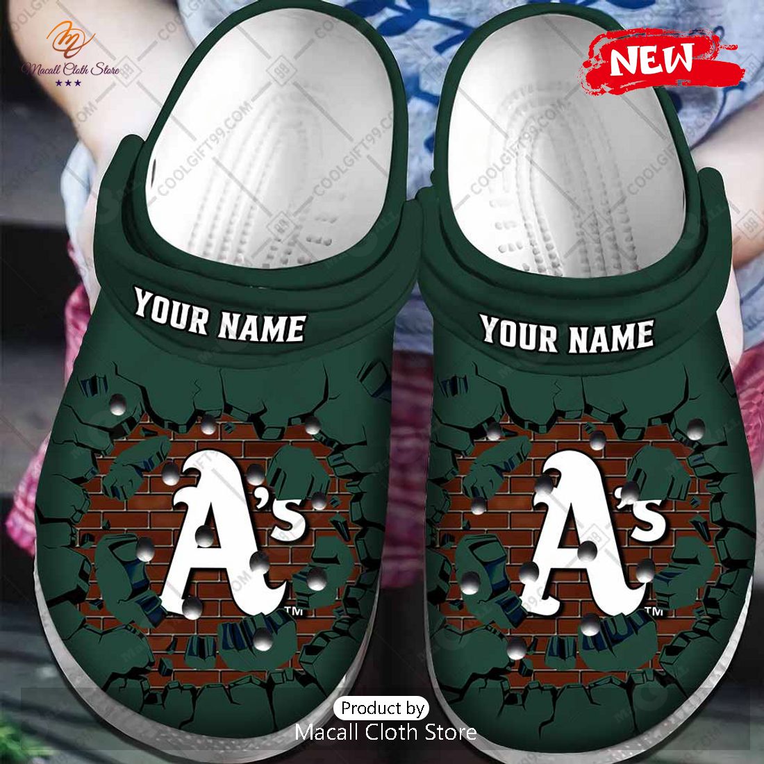 [NEW] Personalized MLB Oakland Athletics Broken Wall Crocs Clog Shoes