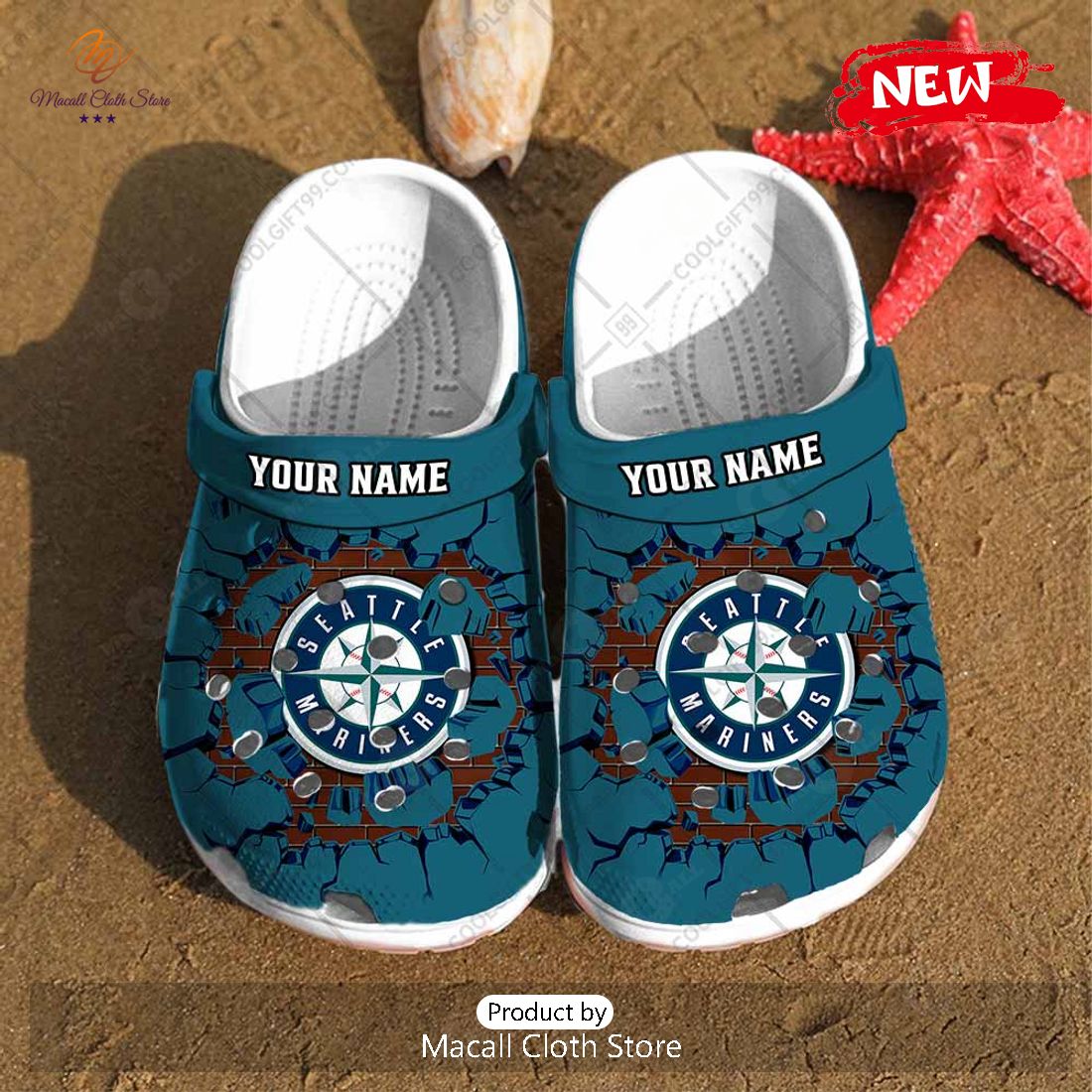 [NEW] Personalized MLB Seattle Mariners Broken Wall Crocs Clog Shoes