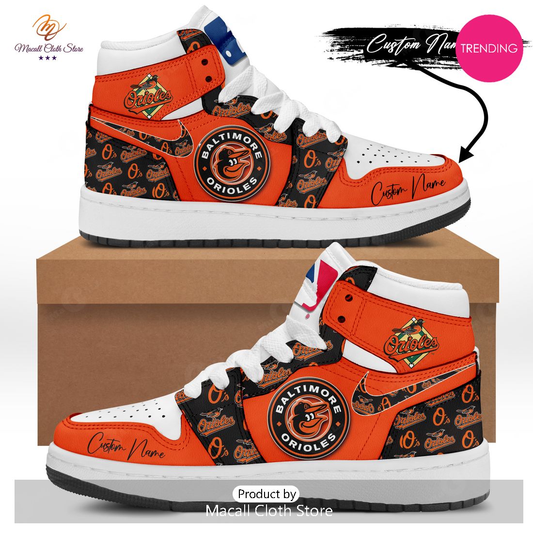 [TRENDING EDITION] Personalized Baltimore Orioles Sports Orange Air Jordan High Top Sneaker