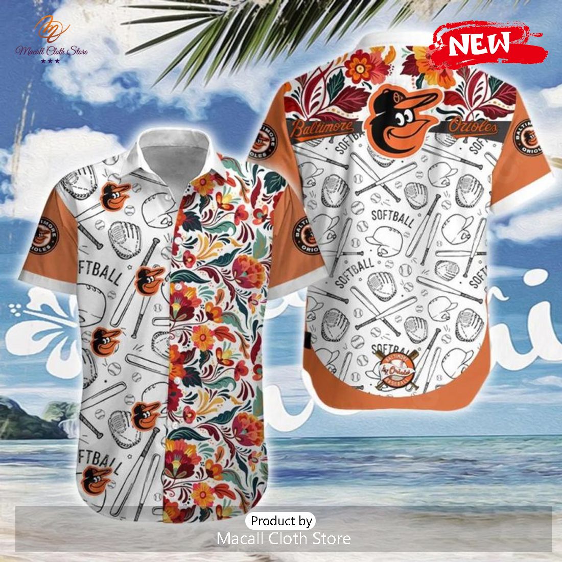 [NEW] MLB Baltimore Orioles Hot Surfboard Summer White Hawaiian Shirt