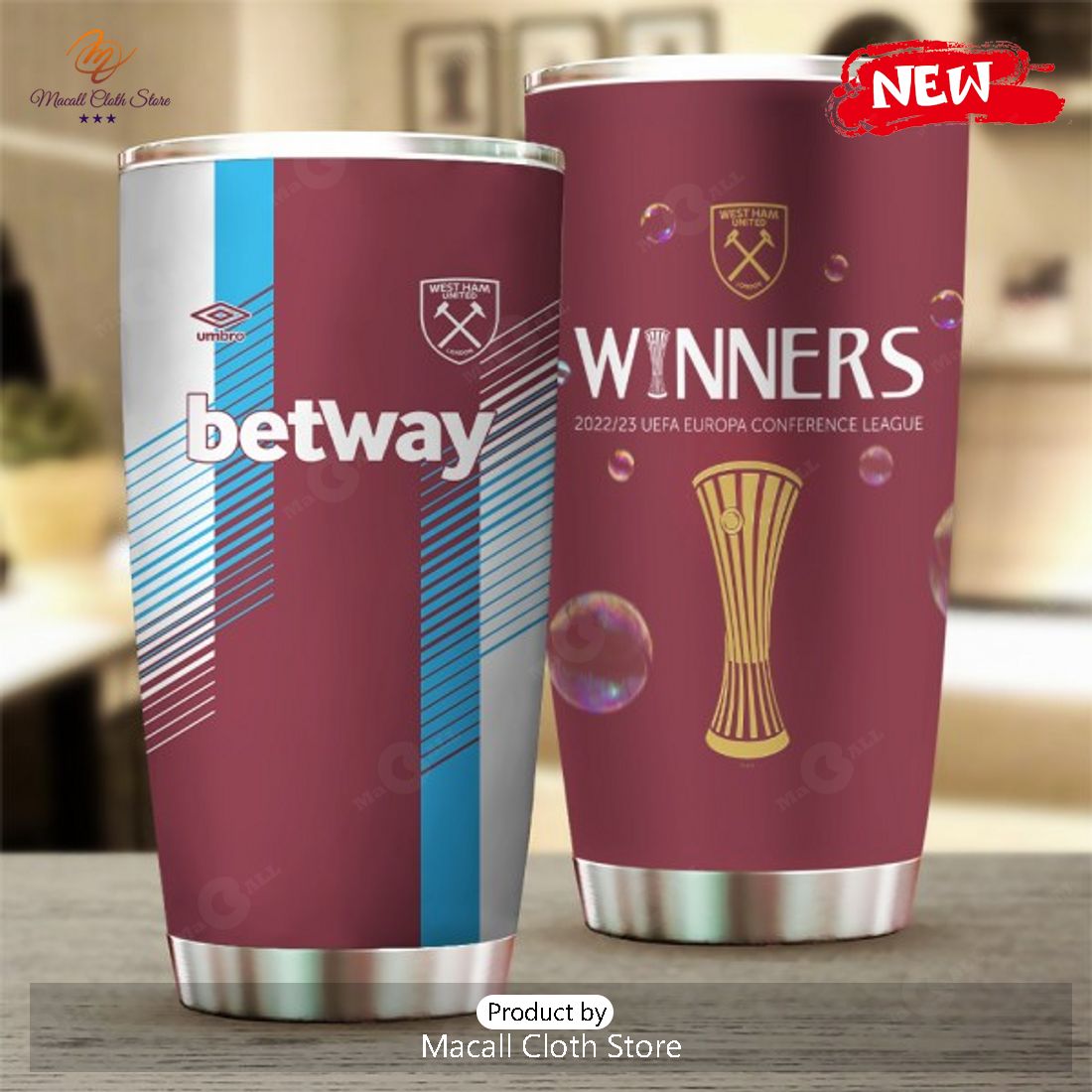 [NEW] West Ham United Winners Conference League Red Tumbler