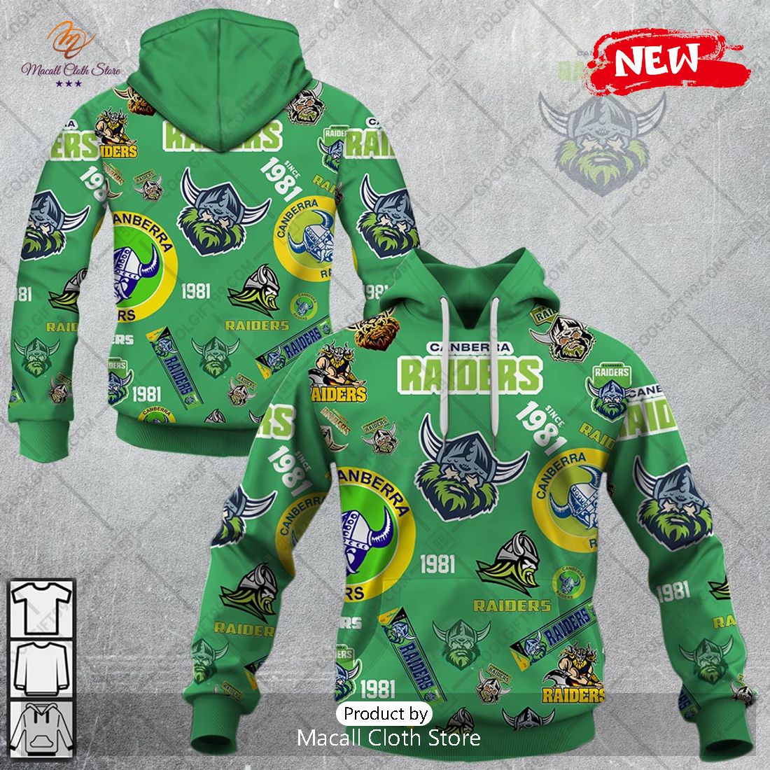 [NEW] NRL Canberra Raiders Season Logo Design Hoodie Sweatshirt 3D