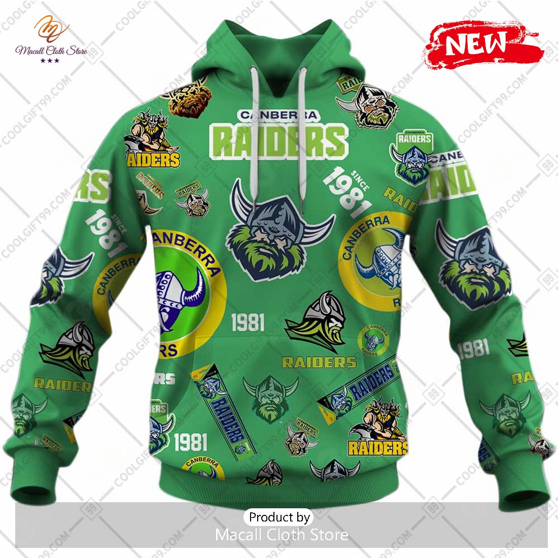 [NEW] NRL Canberra Raiders Season Logo Design Hoodie Sweatshirt 3D
