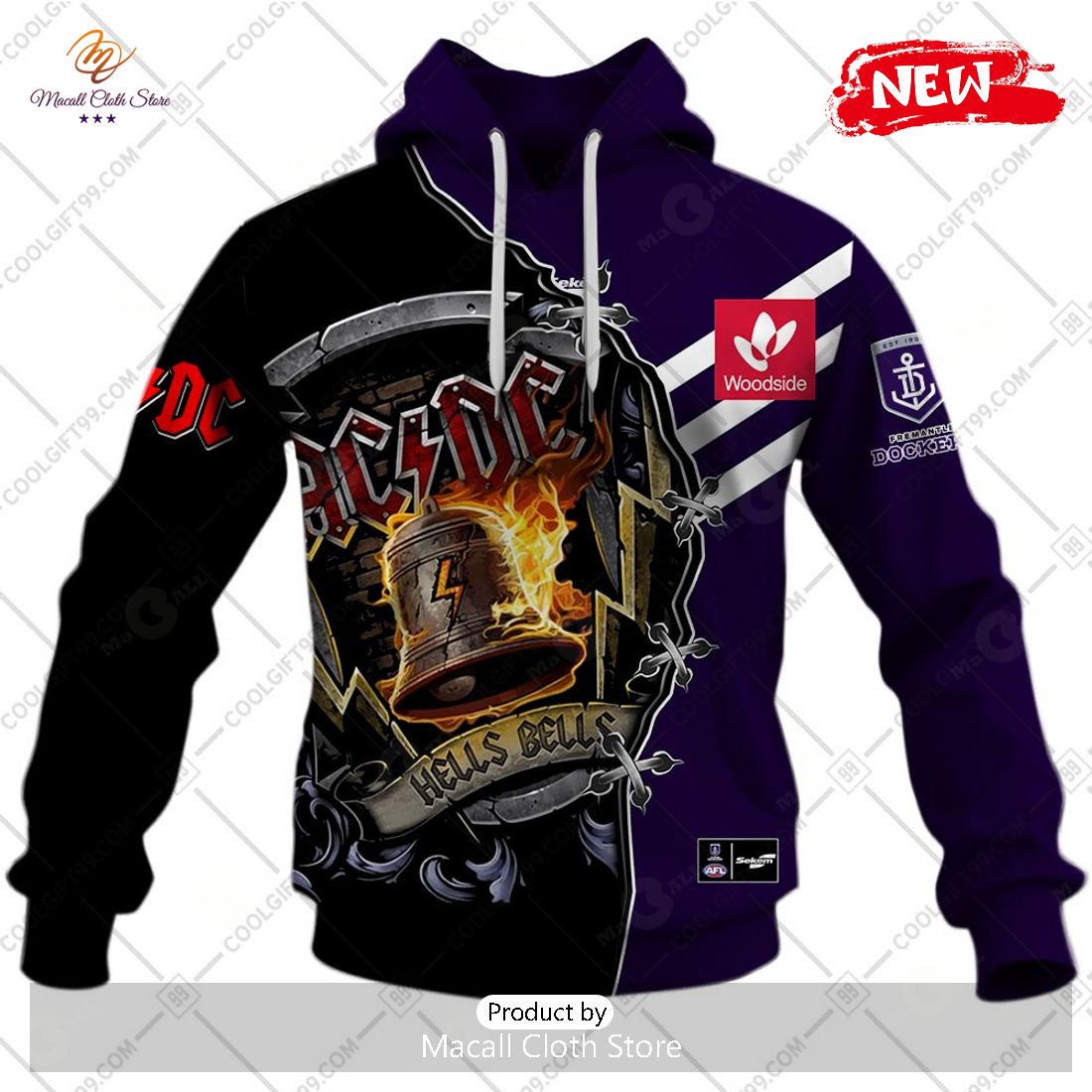 [NEW] Personalized AFL Fremantle Dockers Mix AC DC Design Hoodie Sweatshirt 3D
