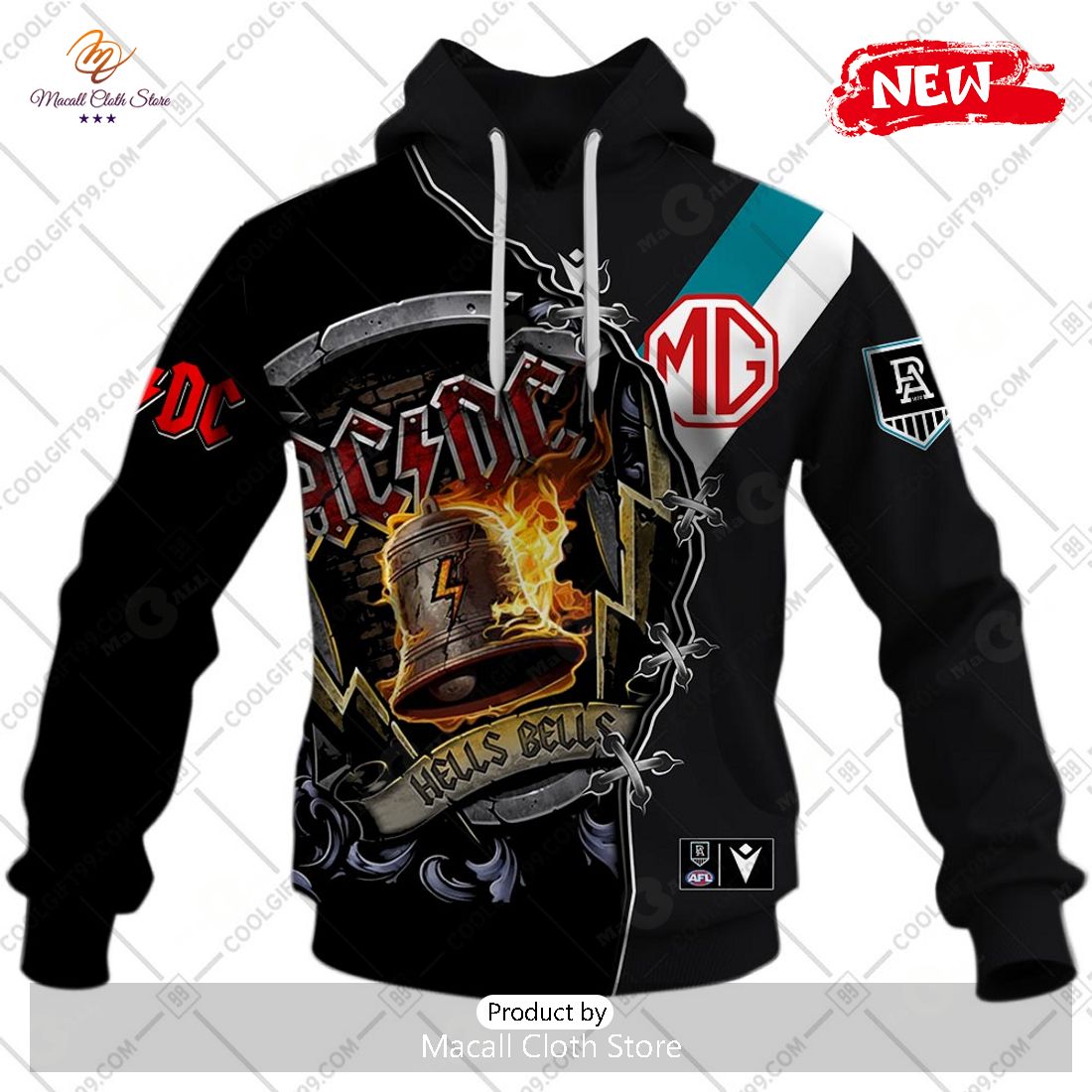 [NEW] Personalized AFL Port Adelaide Power Mix AC DC Design Hoodie Sweatshirt 3D