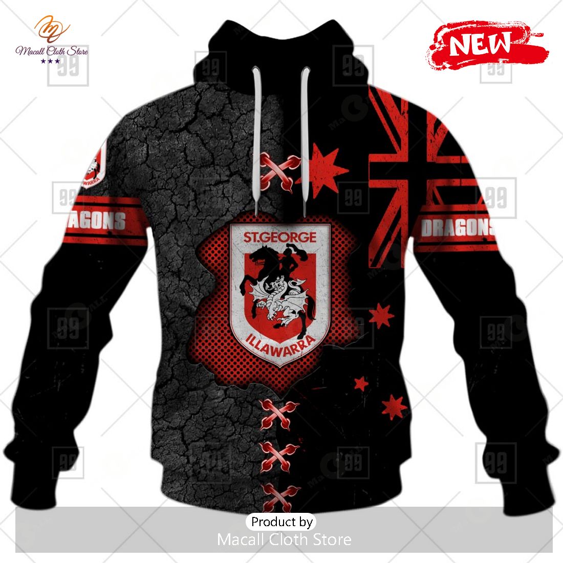 [NEW] Personalized NRL St. George Illawarra Dragons Flag Design Hoodie Sweatshirt 3D