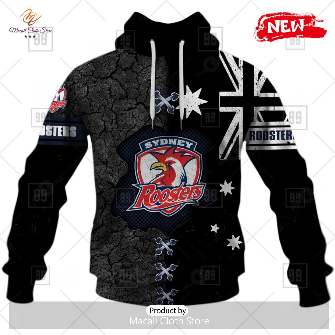 [NEW] Personalized NRL Sydney Roosters Flag Design Hoodie Sweatshirt 3D