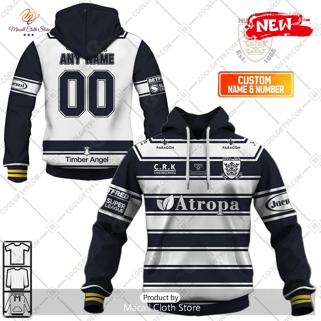 [NEW] Personalized Rugby Super League Home Jersey Hull FC Design Hoodie Sweatshirt 3D