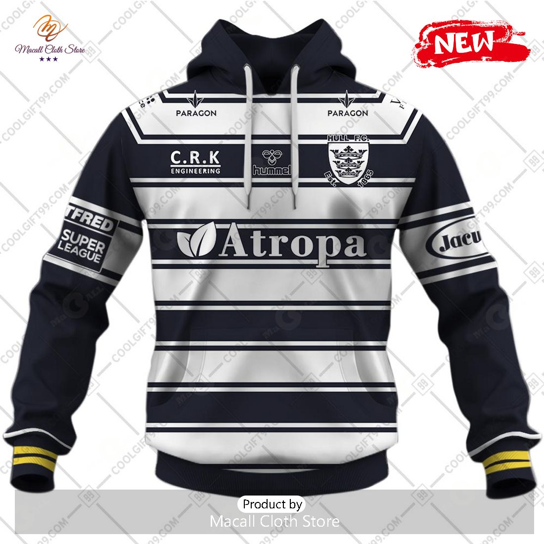 [NEW] Personalized Rugby Super League Home Jersey Hull FC Design Hoodie Sweatshirt 3D